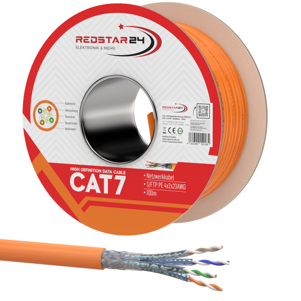 CAT7 Netzwerkkabel Verlegekabel Kupfer Spule Halogenfrei 100m Keine Wahl