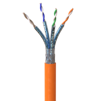 Cat.7 Netzwerkkabel Verlegekabel 1000 MHz S/FTP 50 m Abrollbox PIMF Orange