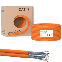 Cat.7 Netzwerkkabel Verlegekabel 1000 MHz S/FTP 50 m Duplex Abrollbox PIMF Orange