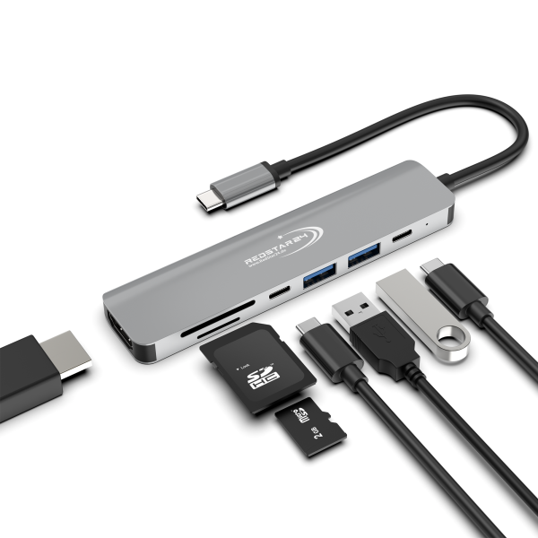 USB C Hub 7 in 1 Adapter HDMI 4K USB 3.0 Micro SD für TV Macbook Laptop Samsung