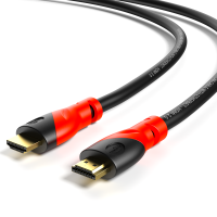 RedStar24 HDMI 2.0 Kabel - 4K Ultra HD, Dolby Atmos, DTS:X, vergoldete Anschlüsse, schwarz rot, 0,5m Länge