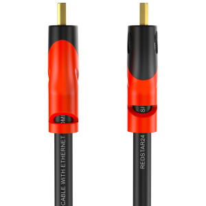 RedStar24 HDMI 2.0 Kabel - 4K Ultra HD, Dolby Atmos, DTS:X, vergoldete Anschlüsse, schwarz rot, 1,5m Länge