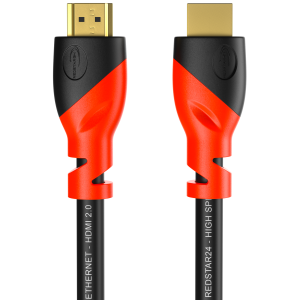 RedStar24 HDMI 2.0 Kabel - 4K Ultra HD, Dolby Atmos, DTS:X, vergoldete Anschlüsse, schwarz rot, 2m Länge