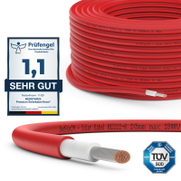 Solarkabel 6mm² TÜV Geprüft Solarleitung PV Kabel für Photovoltaik Anlagen Kupfer 5m-100m Rot 10m