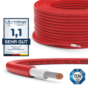Solarkabel 6mm² TÜV Geprüft Solarleitung PV Kabel für Photovoltaik Anlagen Kupfer 5m-100m Rot 100m